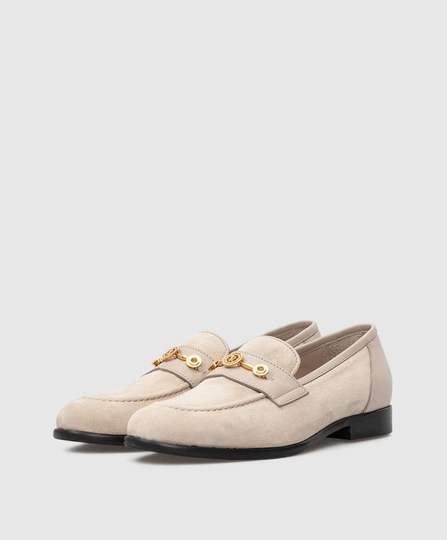 Stefano Ricci Baby Beige Suede Loafers YRU59CG887SDVTS image 2