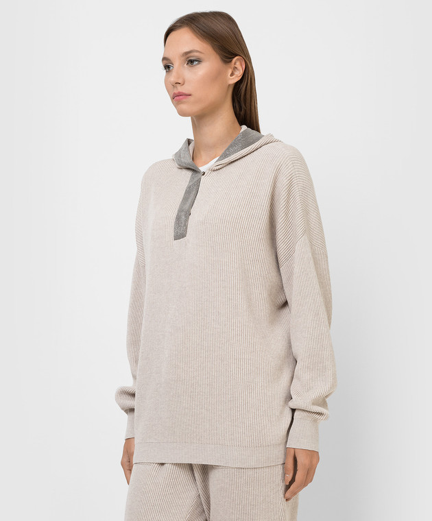 Brunello Cucinelli Бежевое худи с цепочками M19197509 изображение 3