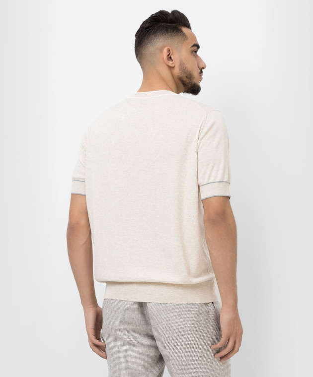 Brunello Cucinelli Светло-бежевая футболка M29802010 изображение 4