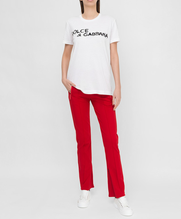 Dolce&Gabbana Червоні спортивні брюки з принтом логотипу FTB7KTGDO95 зображення 2