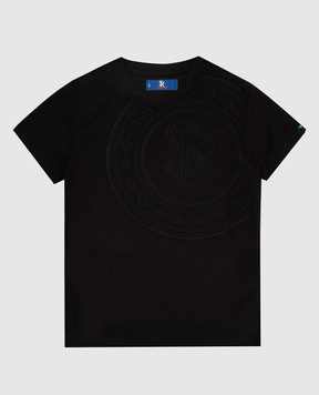 Stefano Ricci Детская темно-серая футболка с вышивкой монограммы YNH0300310803