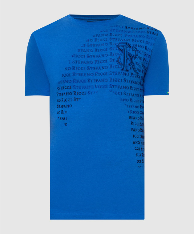 Stefano Ricci Синя футболка з вишивкою логотипу MNH1401350803