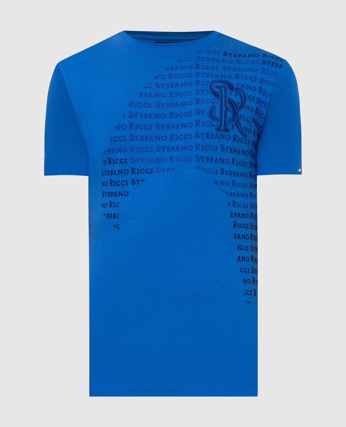 Синяя футболка с вышивкой логотипа