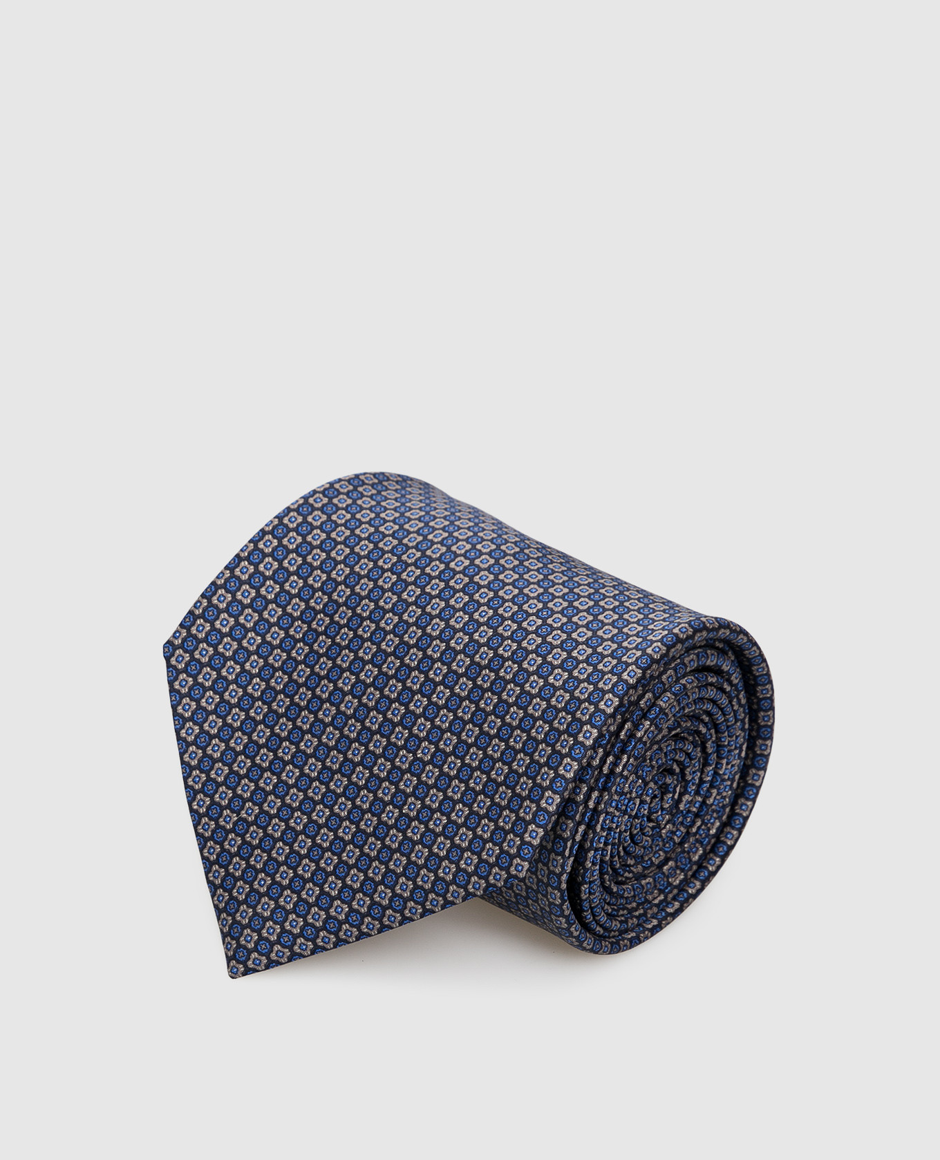 Темно-синій шовковий галстук в візерунок