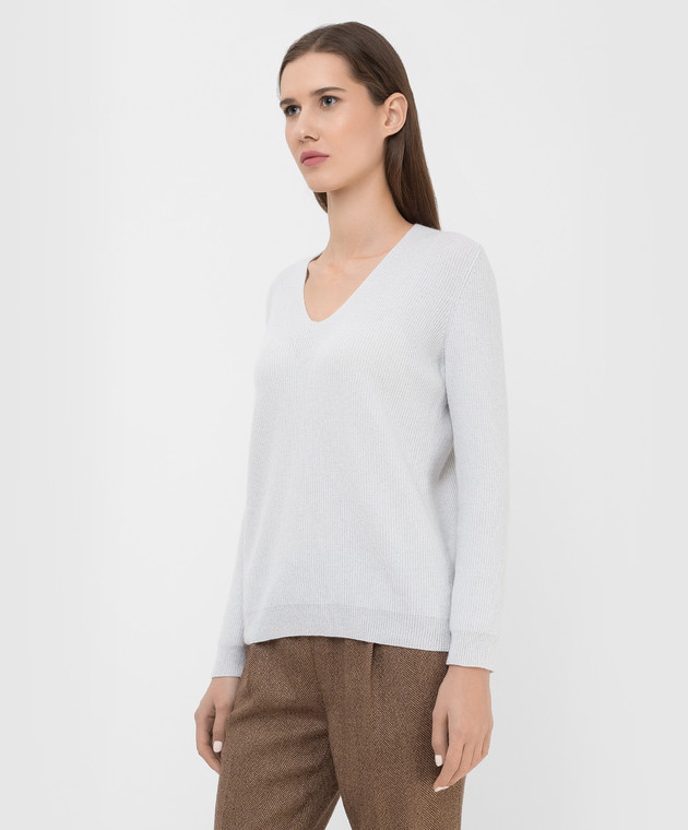ANNECLAIRE Светло-серый пуловер из шерсти, шелка и кашемира A8045262 изображение 3