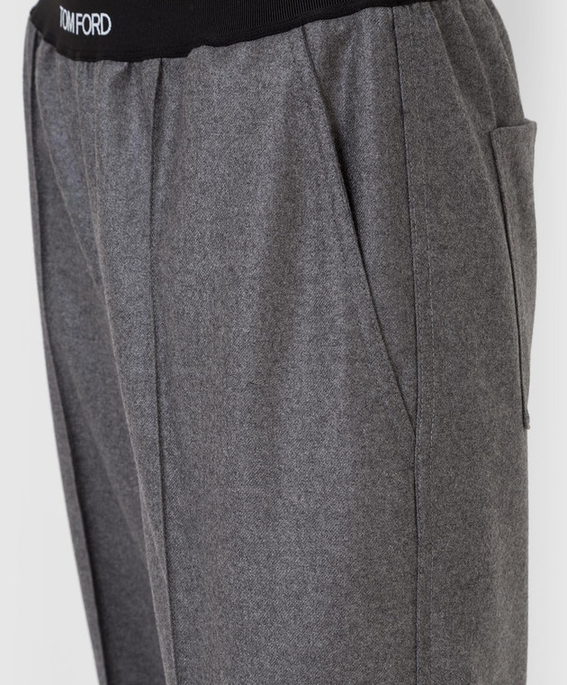 Tom Ford Серые брюки из кашемира с логотипом PAW420FAX778 изображение 5