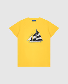 Stefano Ricci Детская желтая футболка с вышивкой YNH8200130803