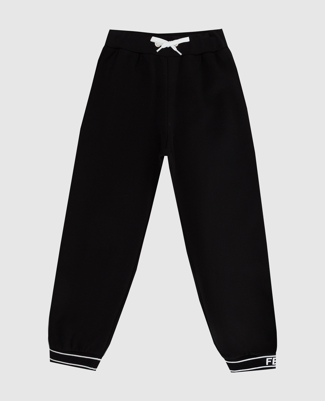 Детские черные спортивные брюки с узором логотипа