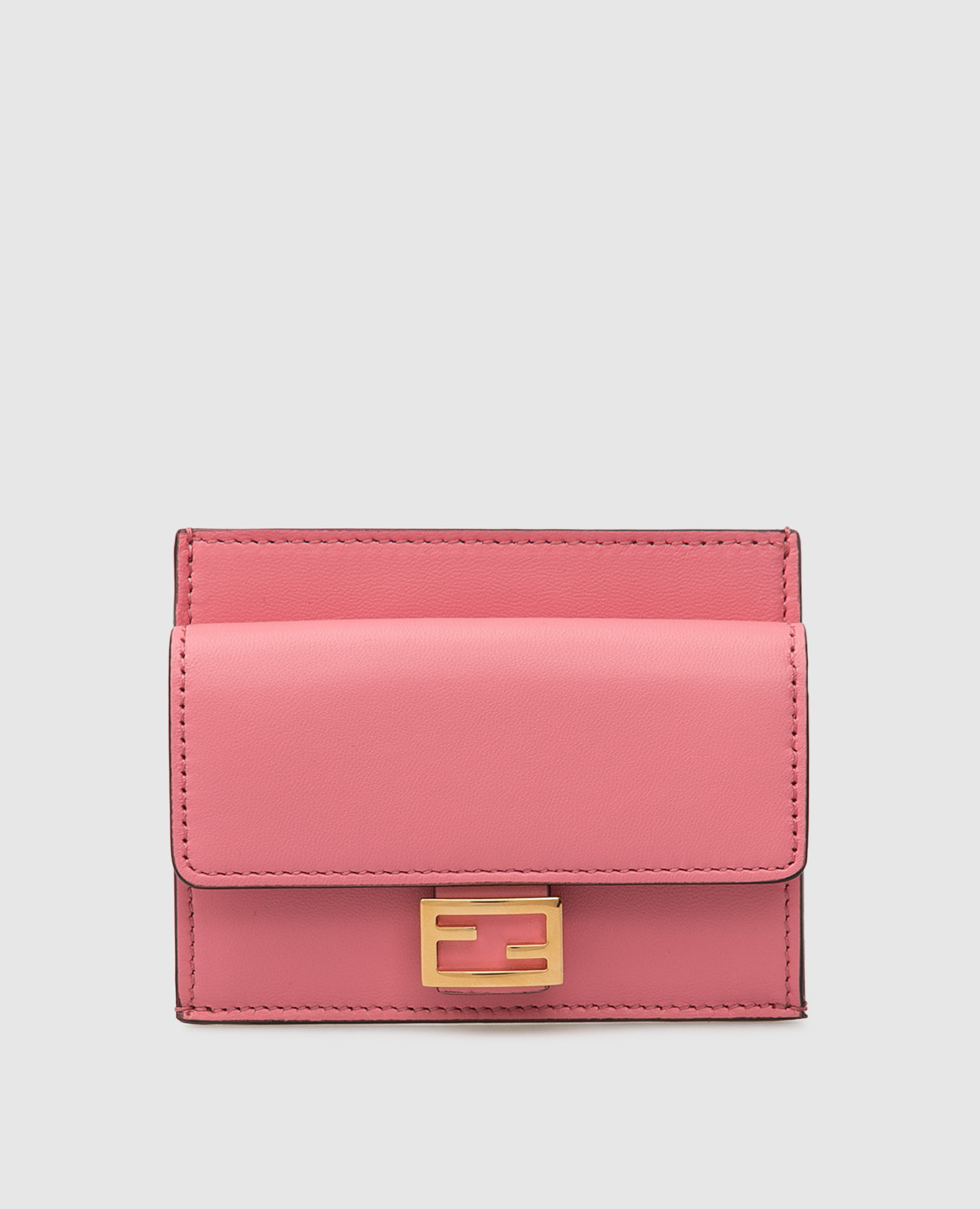 Pink leather cardholder "Baguette"