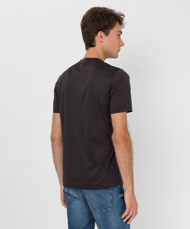 Bertolo Cashmere Темно-сіра футболка з вишивкою емблеми 000252001912 зображення 4