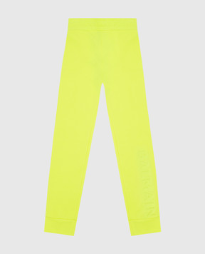 Balmain Детские неоново-желтые спортивные брюки с логотипом 6P6527Z00011216
