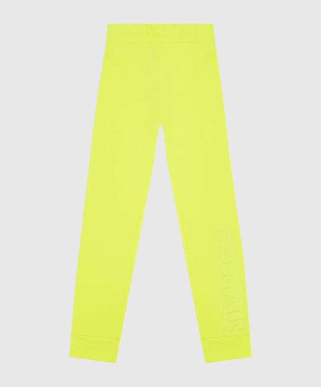 Balmain Детские неоново-желтые спортивные брюки с логотипом 6P6527Z00011216
