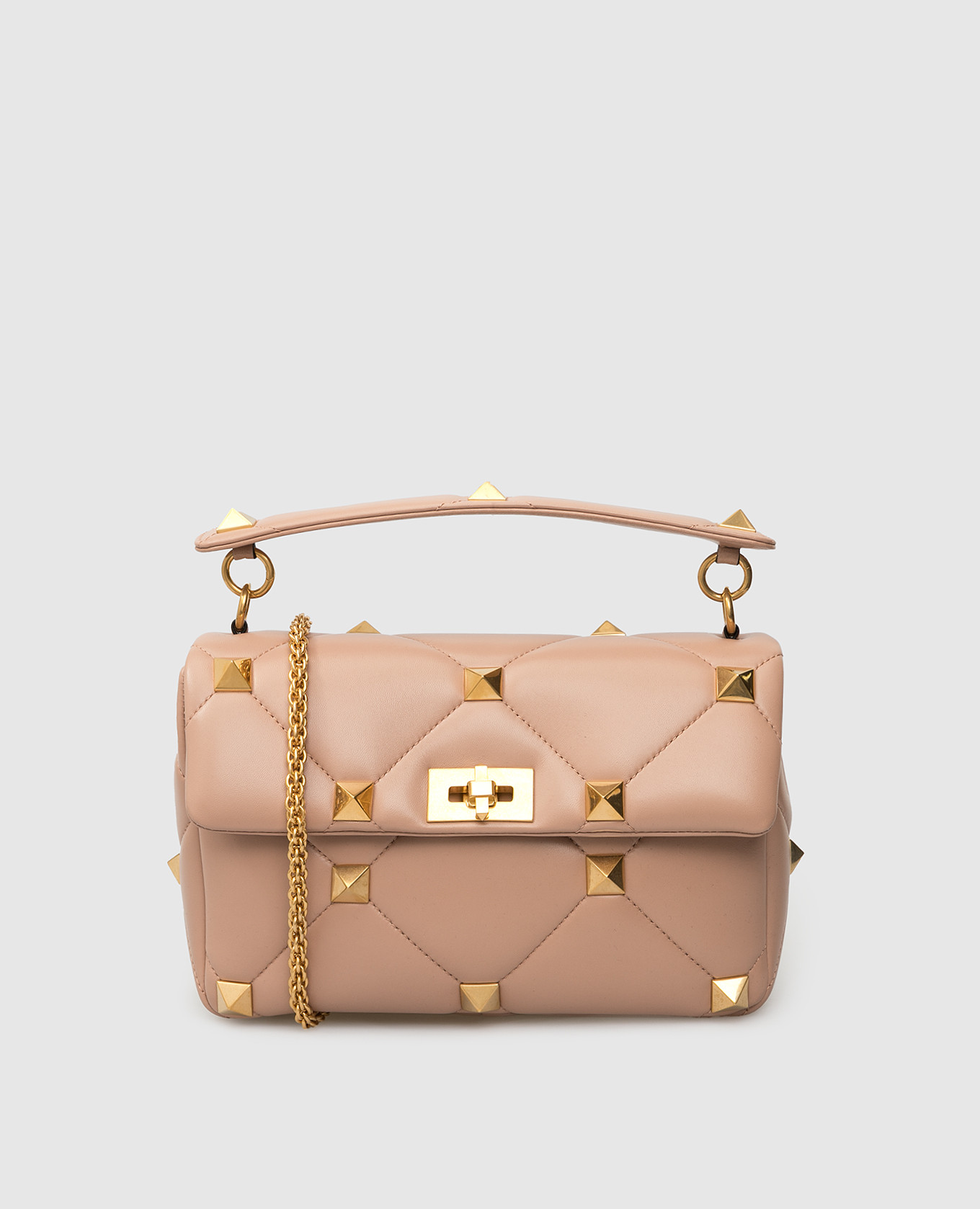 

Бежевая кожаная сумка Roman Stud Valentino, Бежевый, Сумки