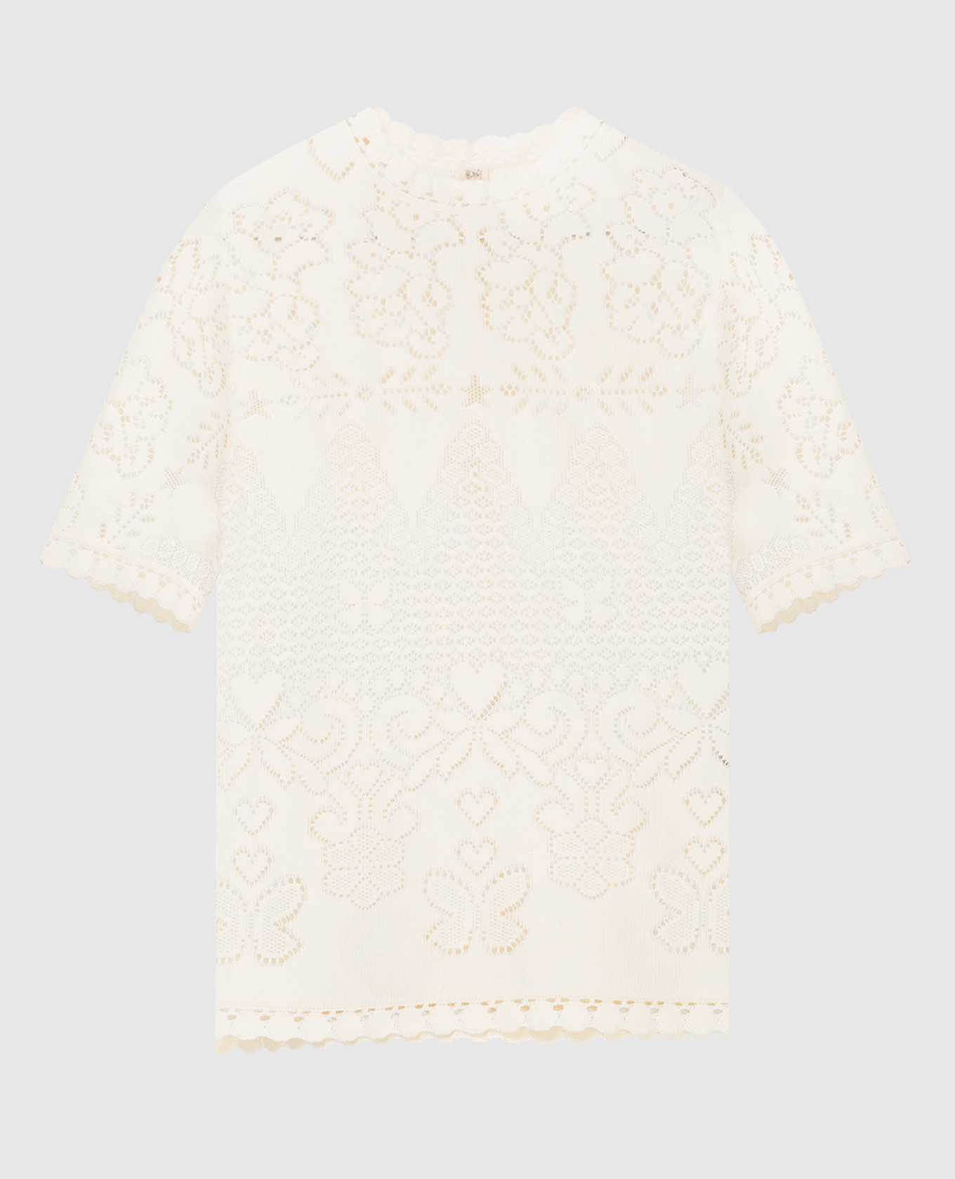 

Блуза в ажурный узор, Молочный, Блузы