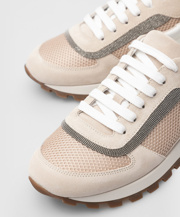 Brunello Cucinelli Пудровые кроссовки с цепочками MZSFG2122 изображение 5