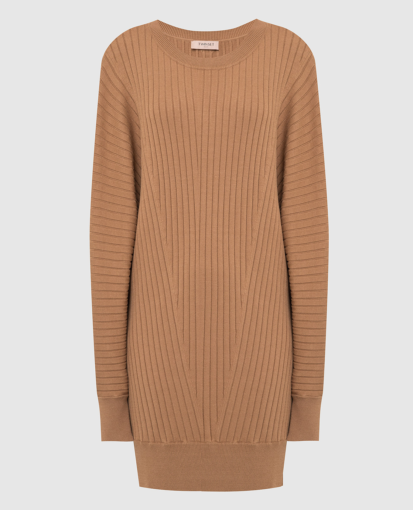 

Бежевое платье мини в рубчик, Бежевый, Повседневные платья