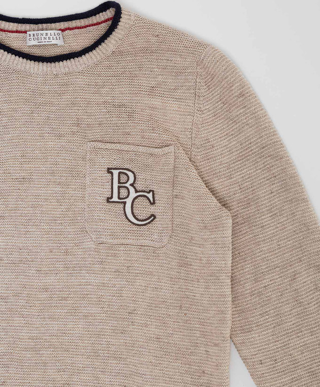 Brunello Cucinelli Дитячий бежевий светр з льону B2LM71500B зображення 3