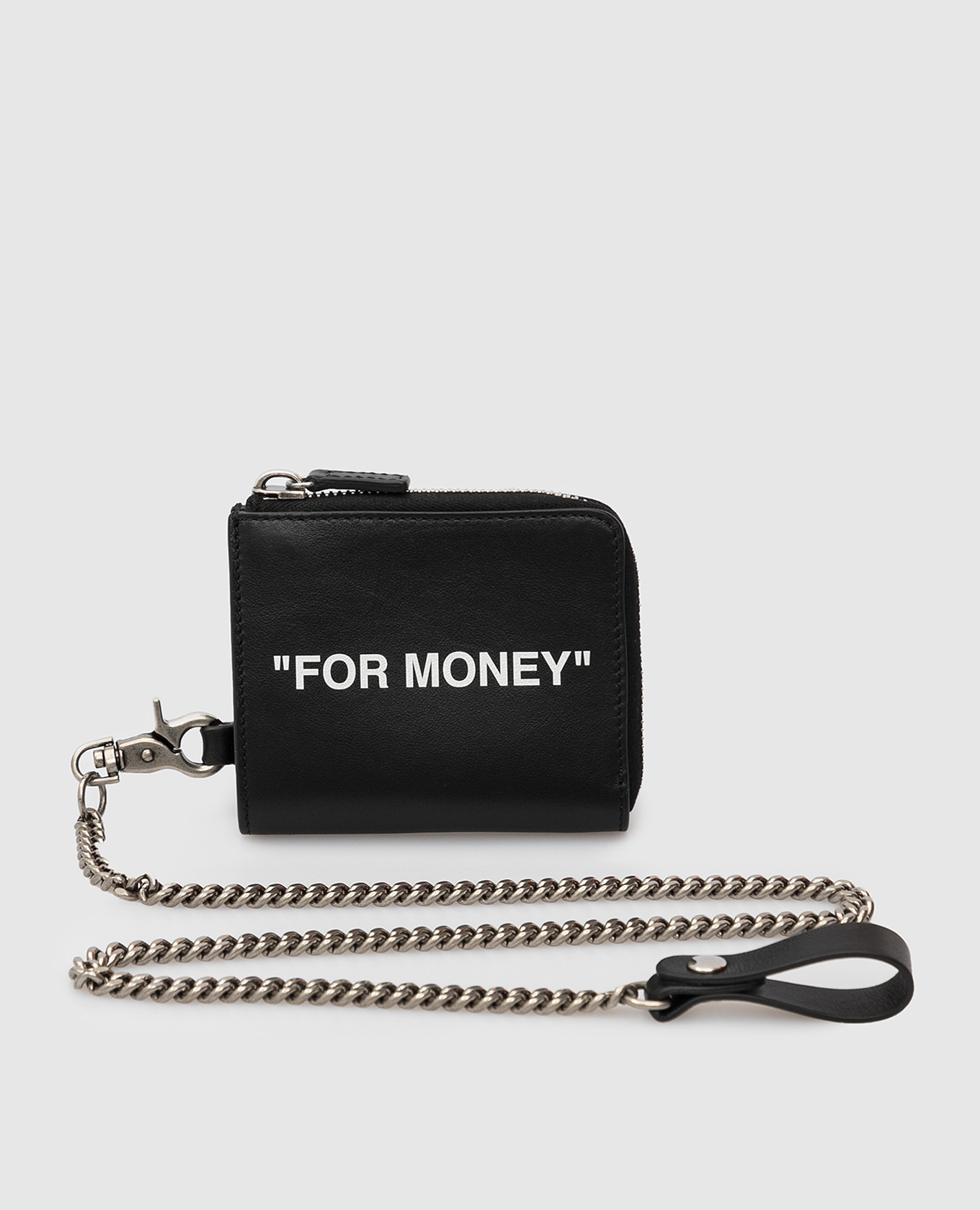 

Кожаный кошелек с принтом For Money и цепью, Черный, Кошельки
