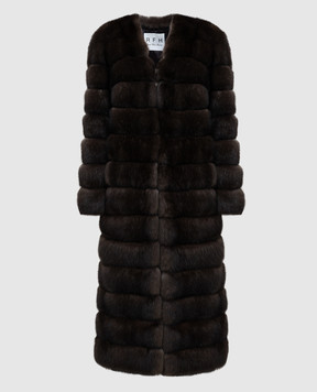 Real Furs House Темно-коричневая шуба из соболя SBR596DARKSILV1