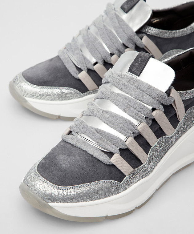 MYM Gray Suede Twin Sneakers with Contrasting Panels TWIN image 5