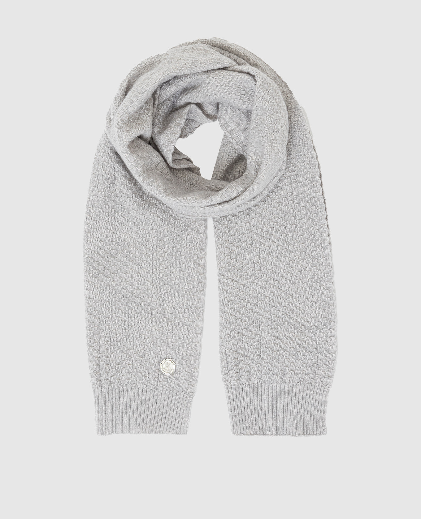 Children's light gray cashmere patterned scarf