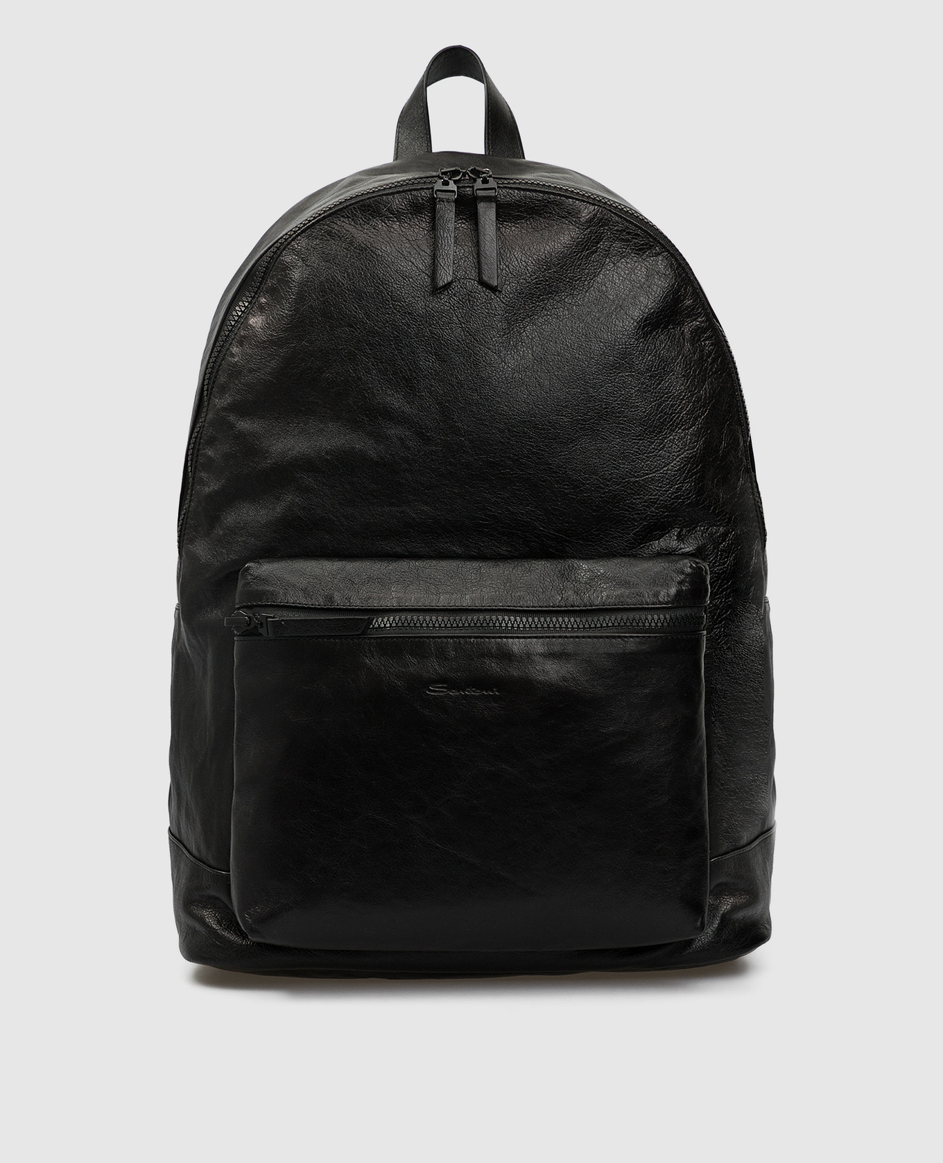 Черный кожаный рюкзак Santoni