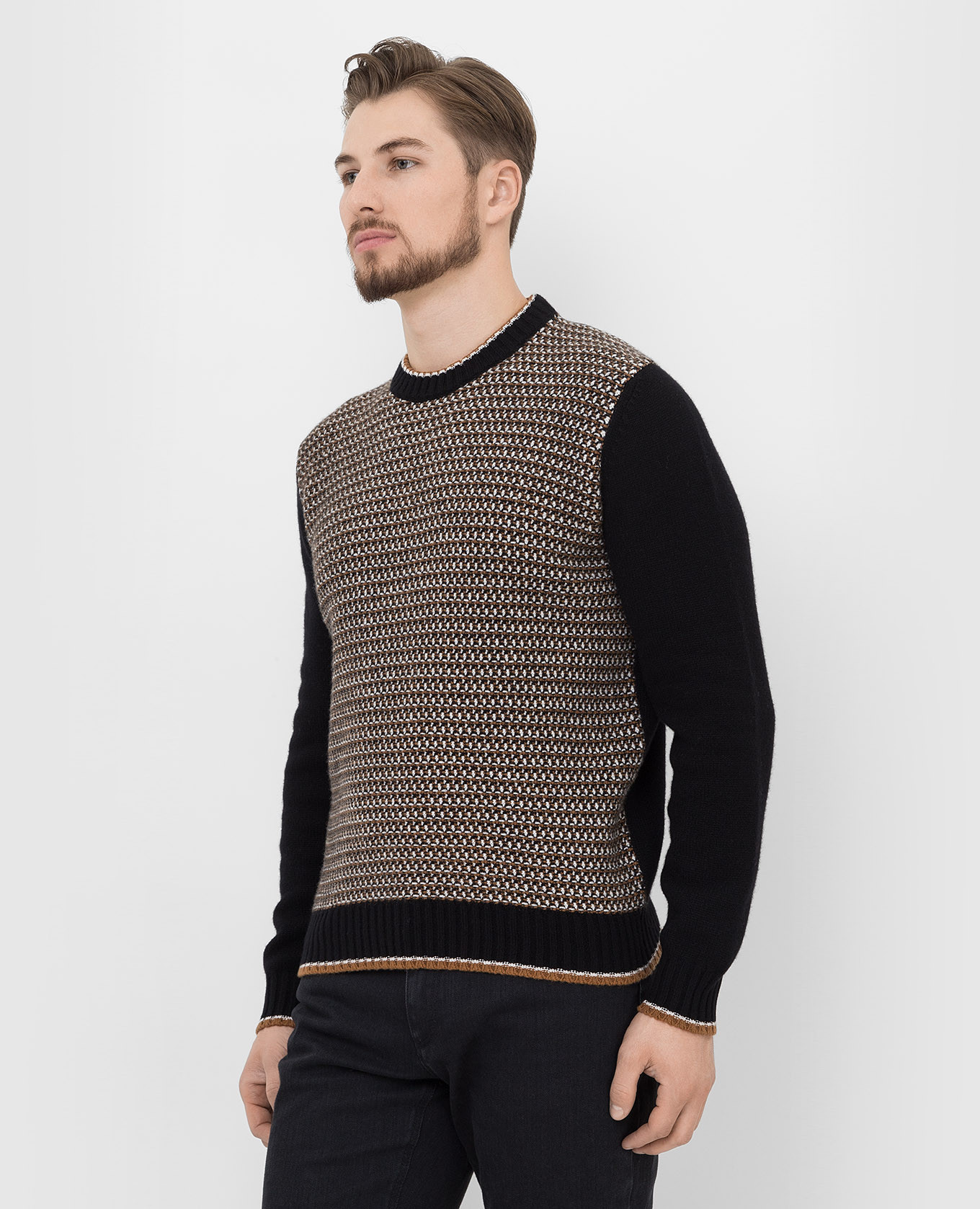 Stefano Ricci Черный свитер из кашемира в узор K606238G01F21420 изображение 3