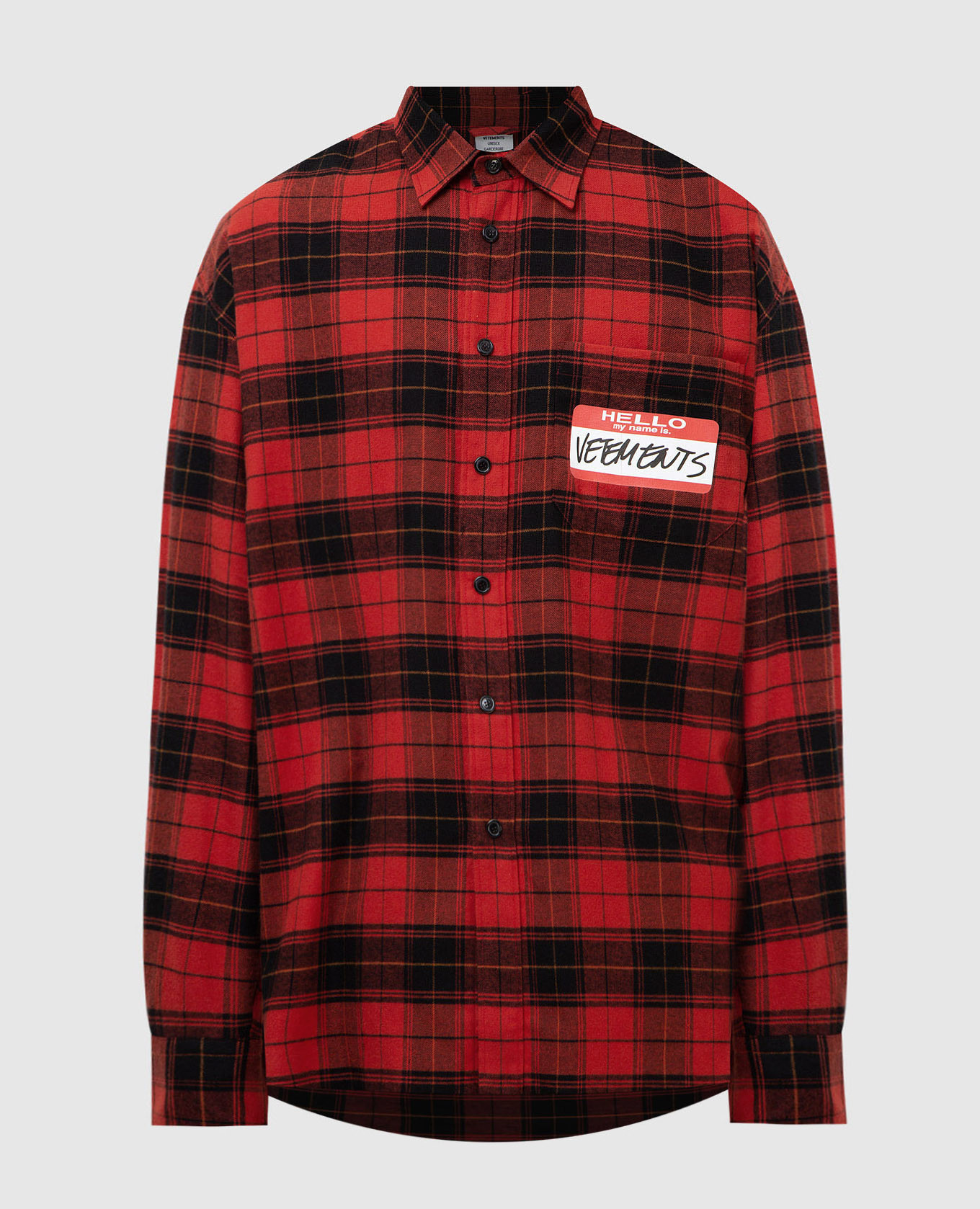 

Рубашка в клетку с принтом My Name Is Vetements, Красный, Рубашки