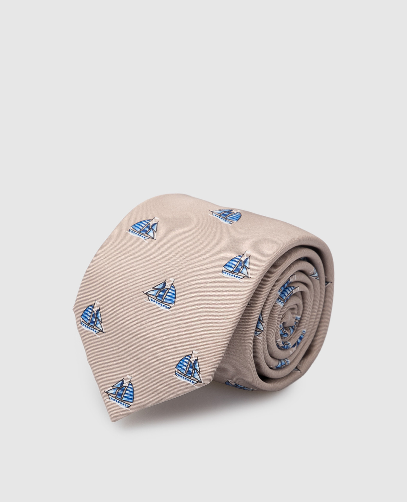Детский бежевый шелковый набор из галстука и платка-паше в узор