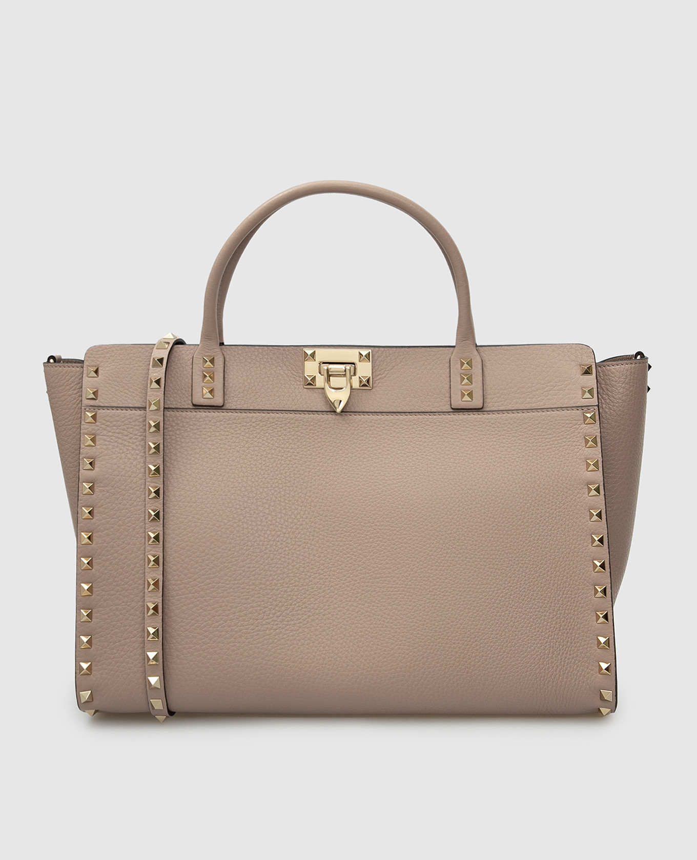 

Бежевая кожаная сумка "Rockstud" Valentino, Бежевый, Сумки