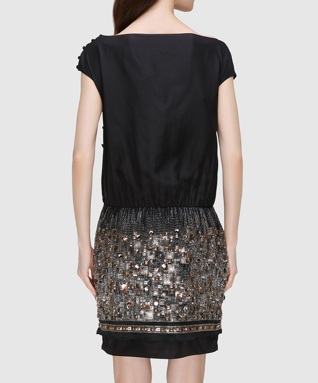 Maxim Simoens Чорна сукня з шовку з кристалами ROBEB37C001 зображення 3
