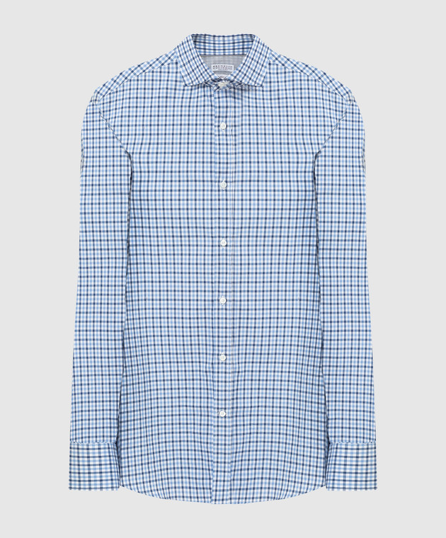Brunello Cucinelli Светло-синяя рубашка в клетку MW6951718