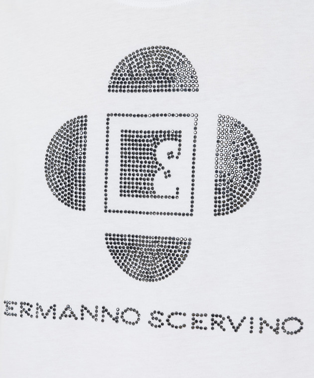 Ermanno Scervino Белая футболка с кристаллами D385L313CTUER изображение 5