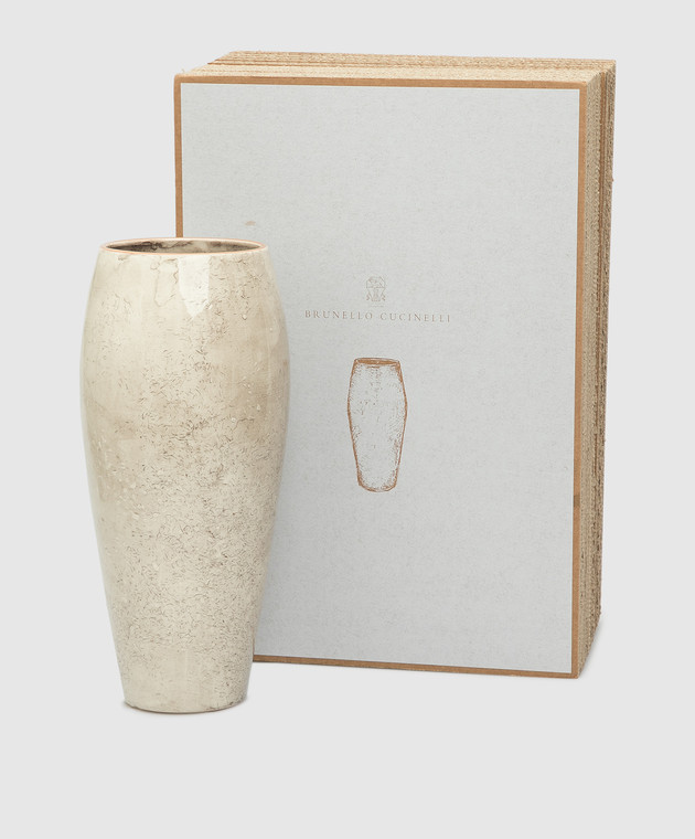 Brunello Cucinelli Бежевая ваза из керамики MLVASCER3 изображение 3