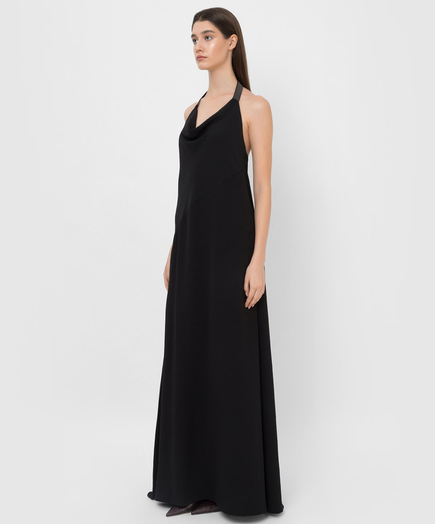 Brunello Cucinelli Чорна сукня з розрізом і драпіруванням MA029A4551 зображення 3