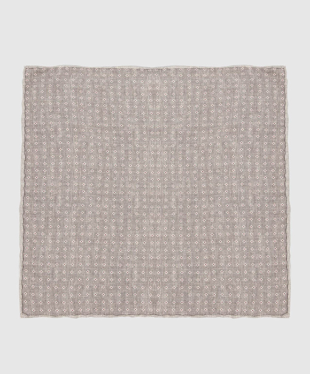 Brunello Cucinelli Светло-серый шелковый платок в узор MQ8440091 изображение 3