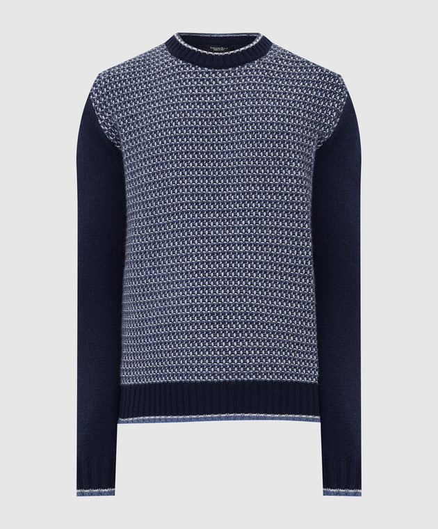 Stefano Ricci Темно-синий свитер из кашемира в узор K606238G01F21420
