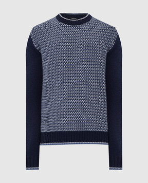 Stefano Ricci Темно-синій светр із кашеміру у візерунок K606238G01F21420