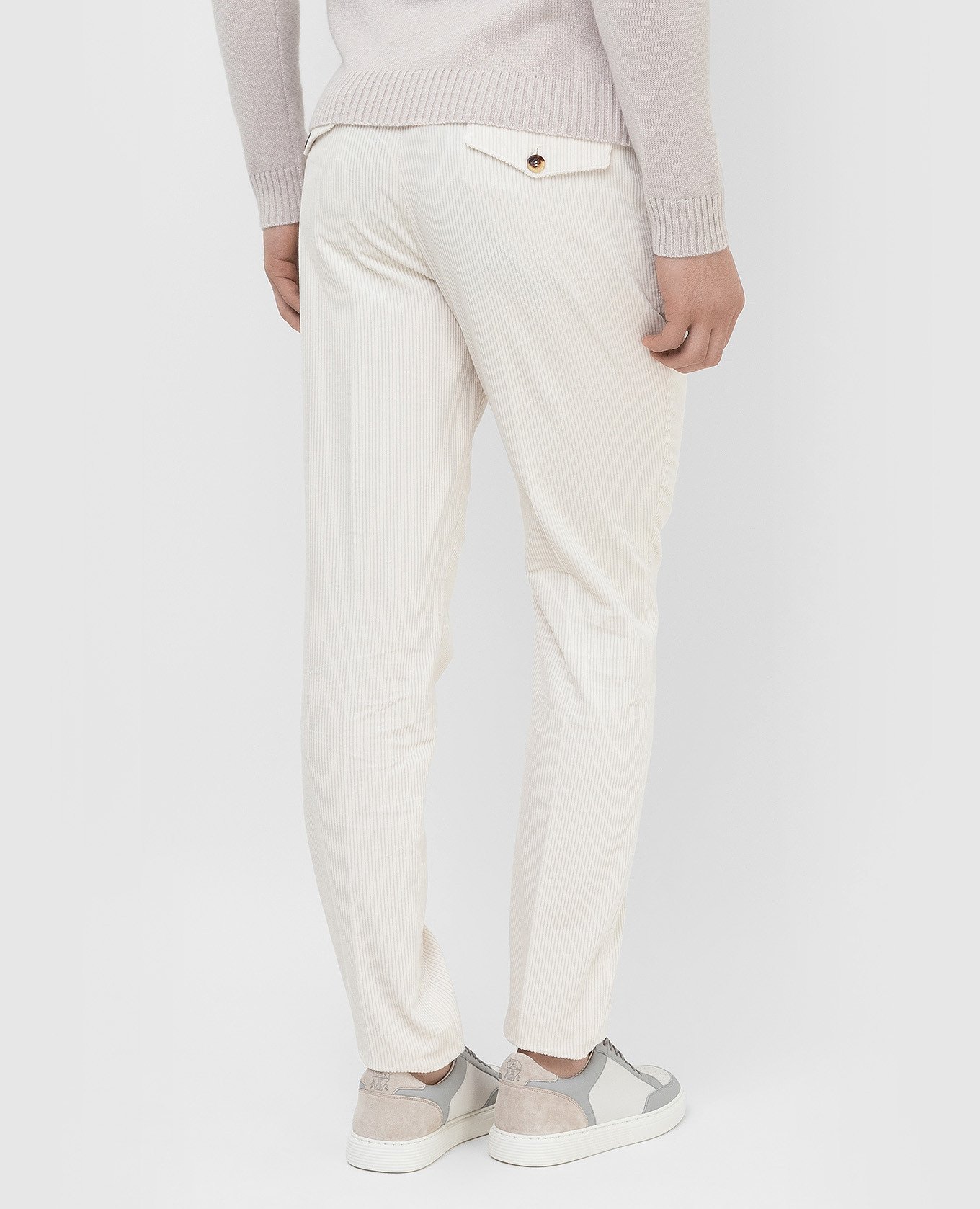 Brunello Cucinelli Светло-бежевые вельветовые брюки ME233E1920 изображение 4