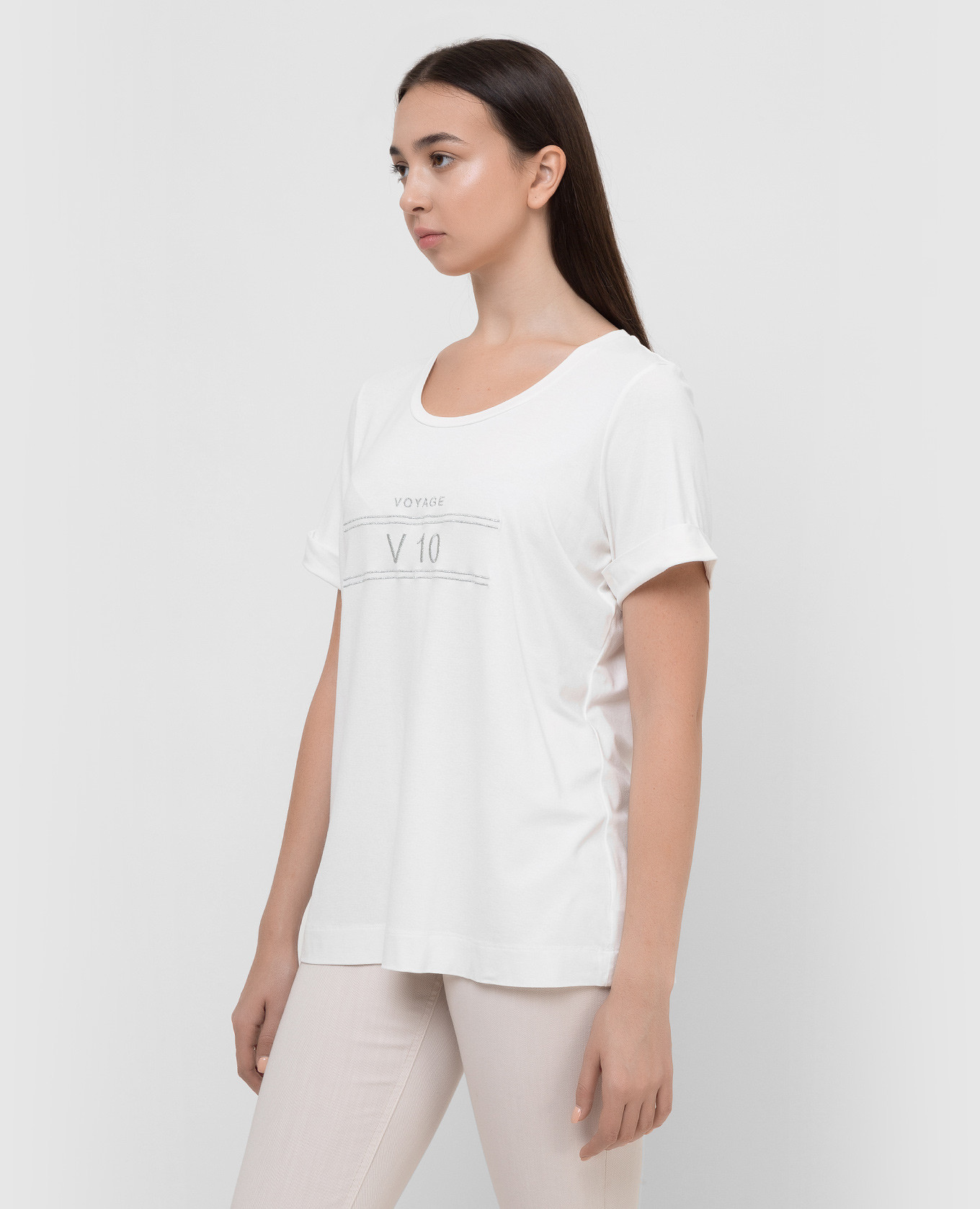 Marina Rinaldi Белая футболка Velo с вышивкой VELO изображение 3