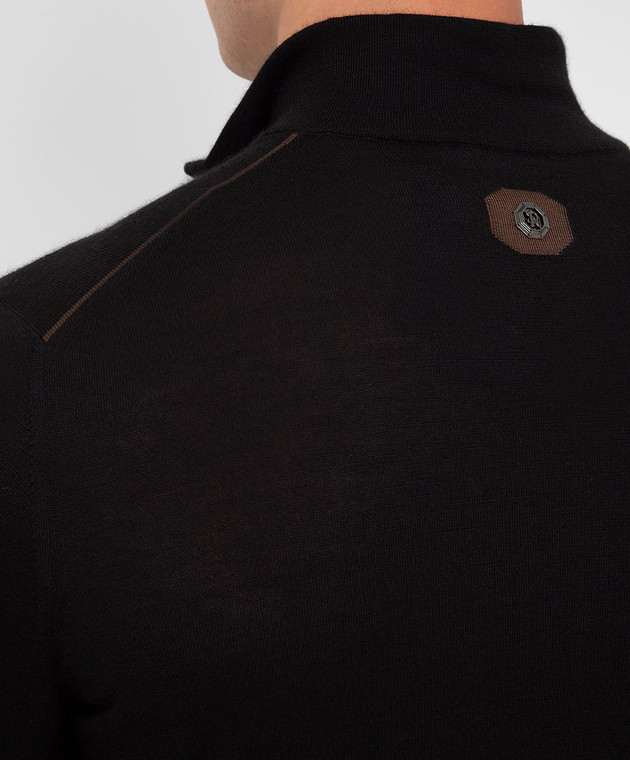 Stefano Ricci Чорний джемпер з кашеміру і шовку на блискавки K606254L01F21433 зображення 5