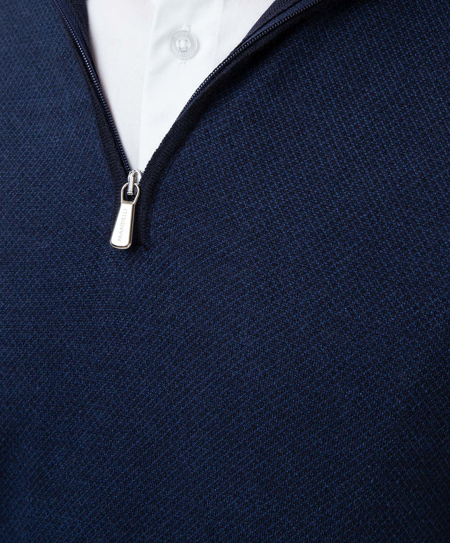 Enrico Mandelli Темно-синий джемпер из шерсти, шелка и кашемира A3V7224827 изображение 5