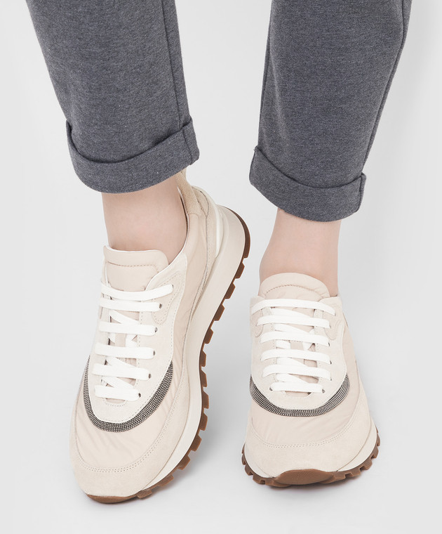 Brunello Cucinelli Кросівки із замшевими вставками та ланцюжками MZSFG2193 зображення 2