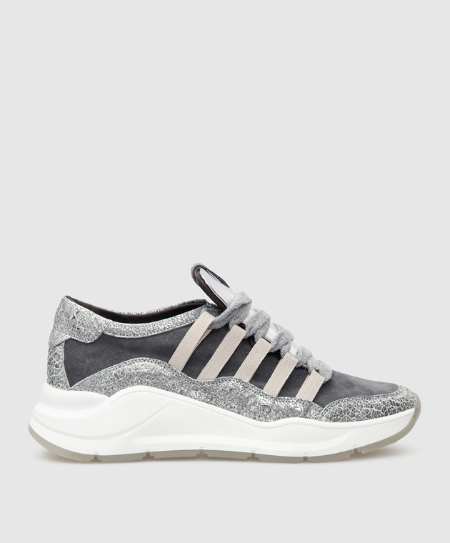 MYM Gray Suede Twin Sneakers with Contrasting Panels TWIN