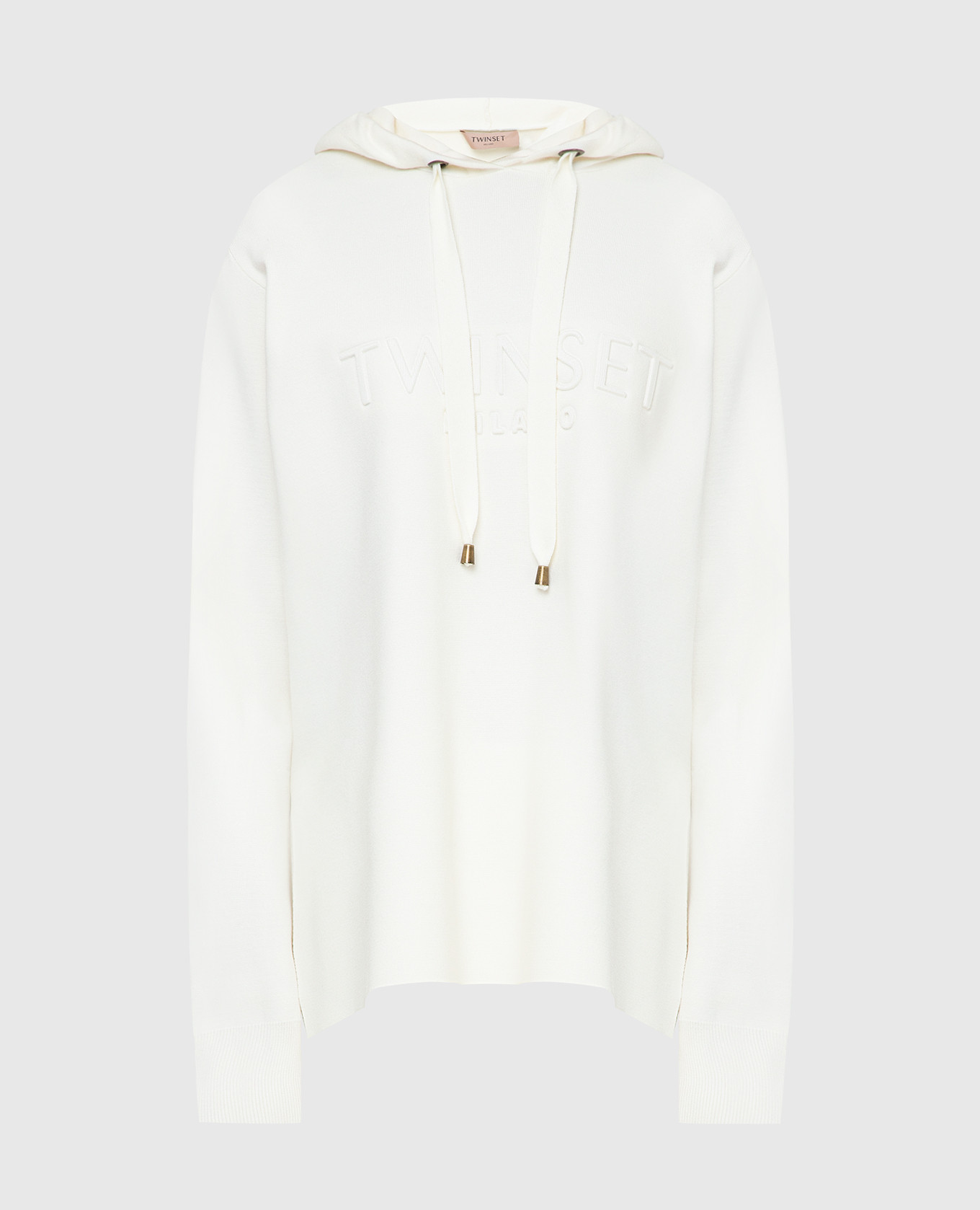 

Худи с фактурным логотипом и разрезами, Светло-бежевый, Свитера