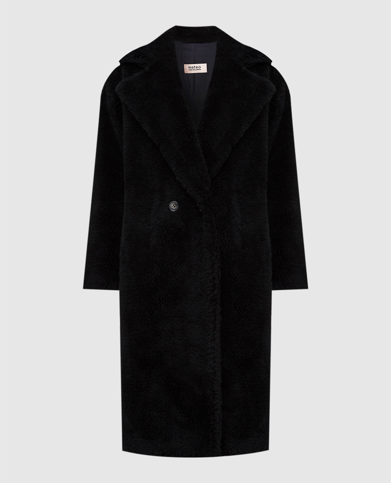 Meteo By Yves Salomon - Black double-breasted wool coat 21WMM00104LATI ...
