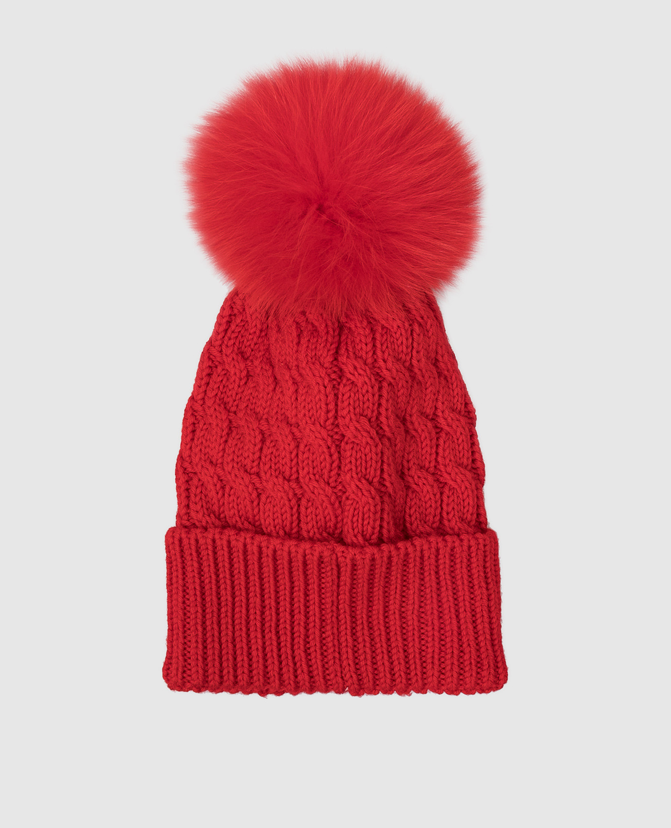 Moncler Grenoble Красная шапка из шерсти с мехом лисы 3B700010402A изображение 3
