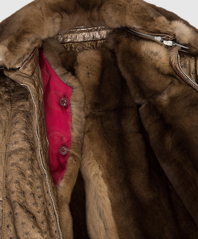 Stefano Ricci Детская бронзовая кожаная куртка на меху YAJ6400010STRP06 изображение 3