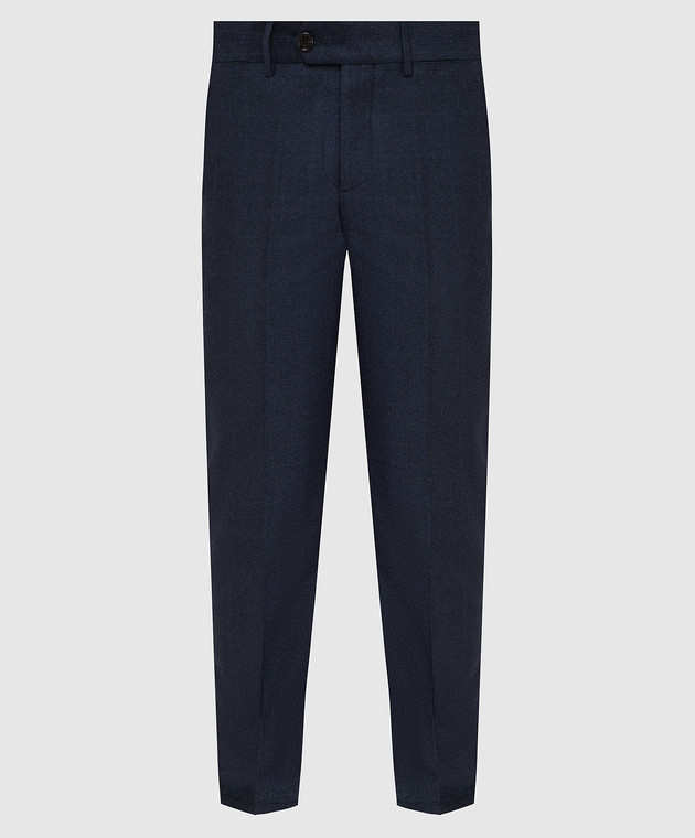 Brunello Cucinelli Темно-синие брюки из шерсти ME244I1770