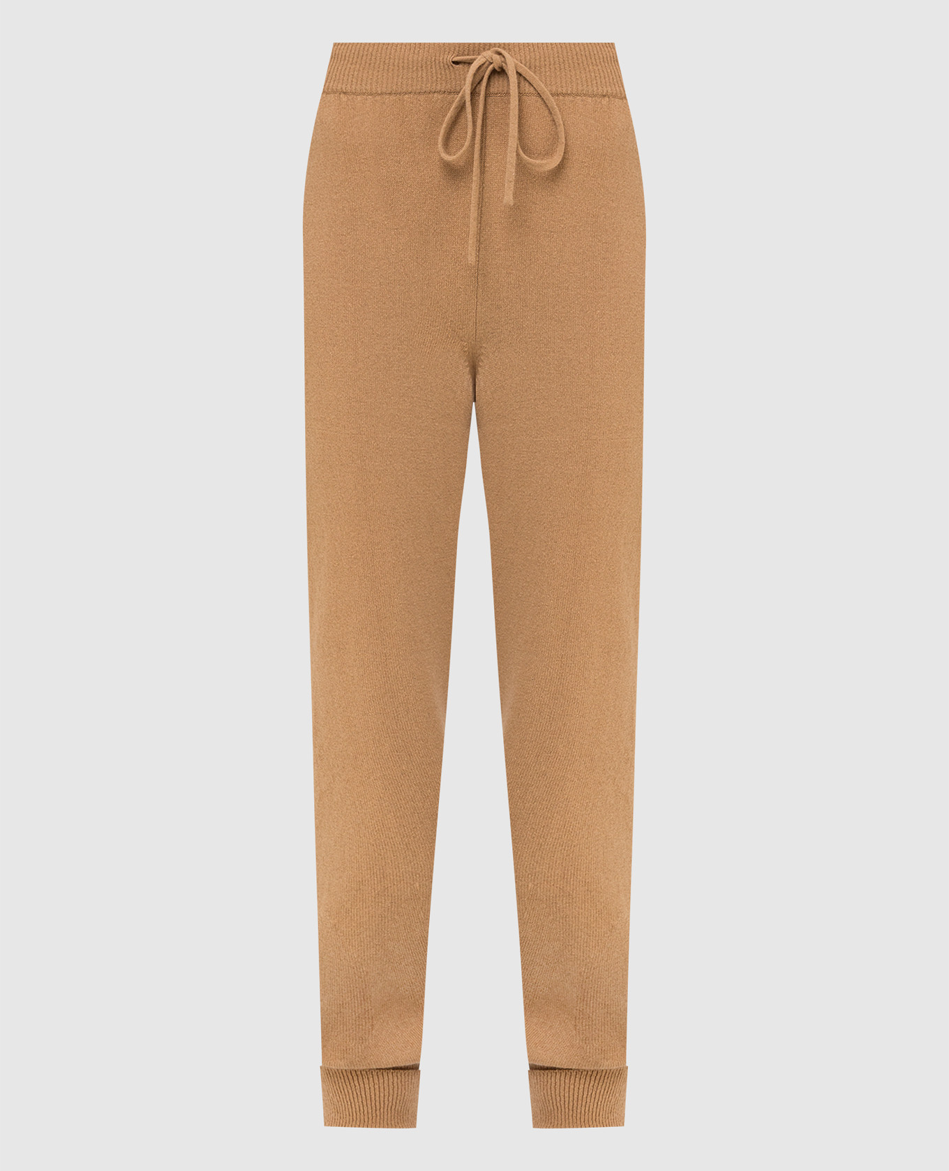 Beige wool and cashmere joggers